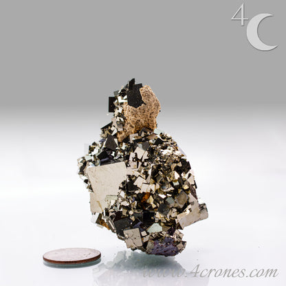 Shangbao Pyrite is a variety of pyrite, a sulfide mineral with the chemical formula FeS₂. Known for its metallic luster and brassy gold color, pyrite crystallizes in the isometric system, often forming cubic, octahedral, or pyritohedral crystals.