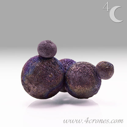 These stunning Chalcopyrite copper iron sulfide spheres (CuFeS₂) showcase a metallic golden luster with vibrant iridescent hues of purple, blue, and green. Formed through hydrothermal processes in Daye, Hubei Province, they crystallize in the tetragonal system and are valued for their aesthetic and energetic properties.