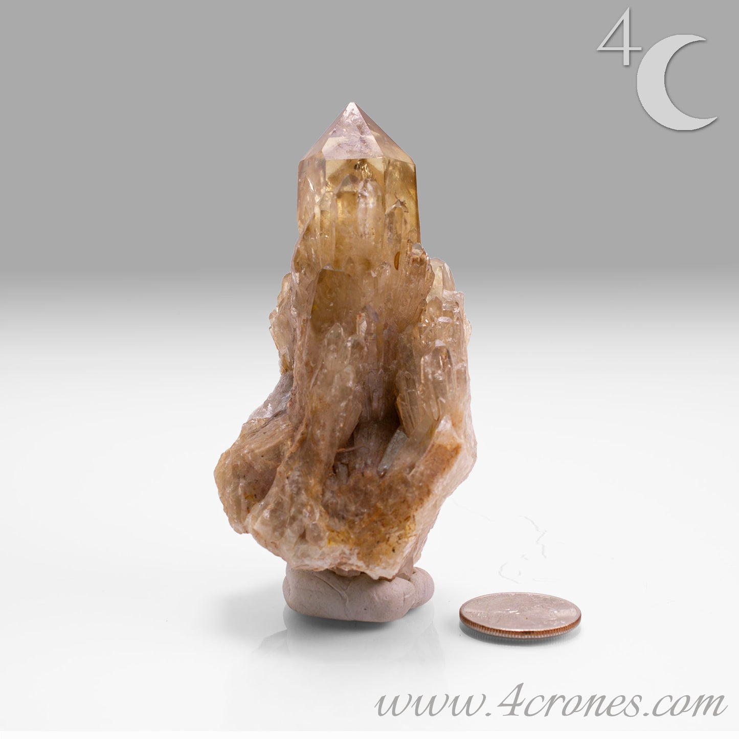 Kundalini Citrine Quartz is a stunning and rare variety of Citrine found exclusively in the Democratic Republic of Congo. This Natural Citrine is also characterized by a distinct formation of multiple terminated smaller Kundalini Quartz crystals.