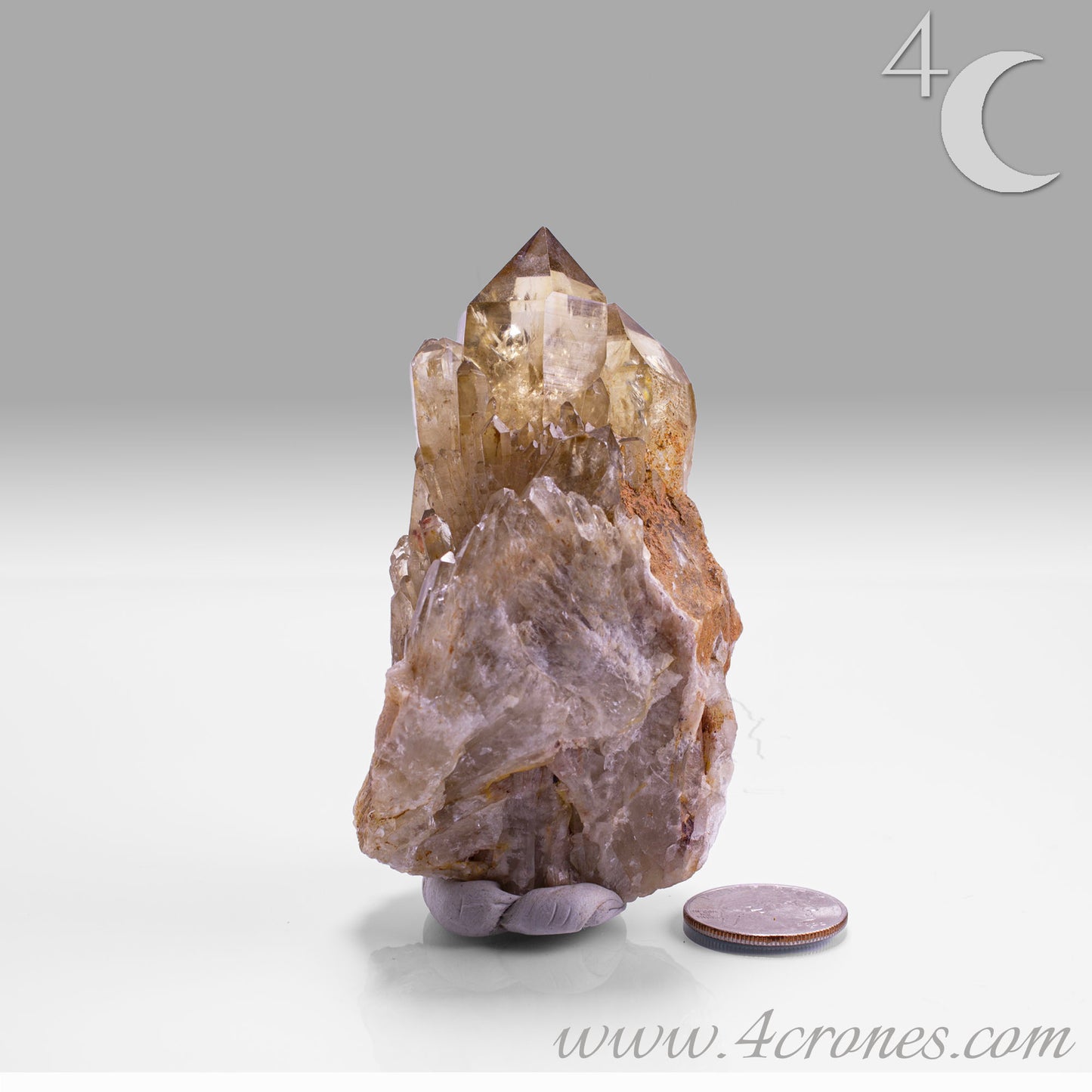 Kundalini Citrine Quartz is a stunning and rare variety of Citrine found exclusively in the Democratic Republic of Congo. This Natural Citrine is also characterized by a distinct formation of multiple terminated smaller Kundalini Quartz crystals.