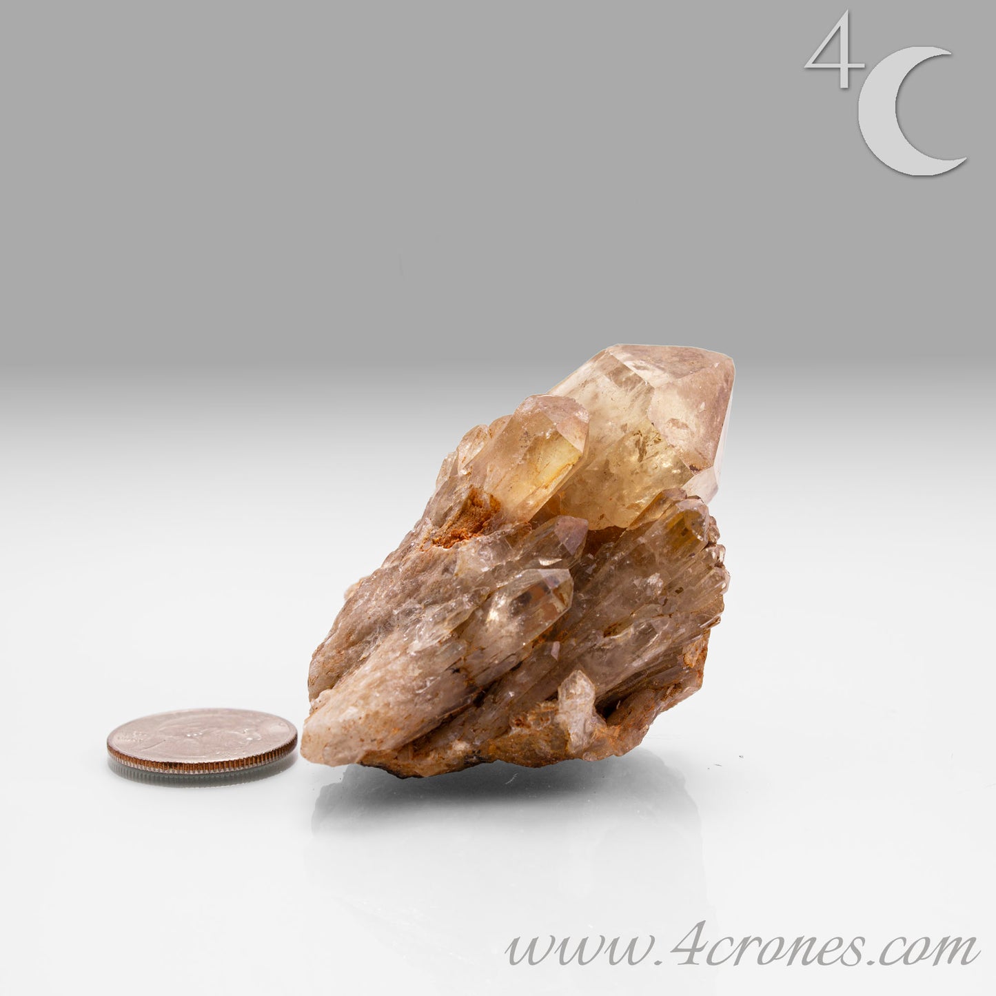 Kundalini Citrine Quartz is a stunning and rare variety of Citrine found exclusively in the Democratic Republic of Congo. This Natural Citrine is also characterized by a distinct formation of multiple terminated smaller Kundalini Quartz crystals.