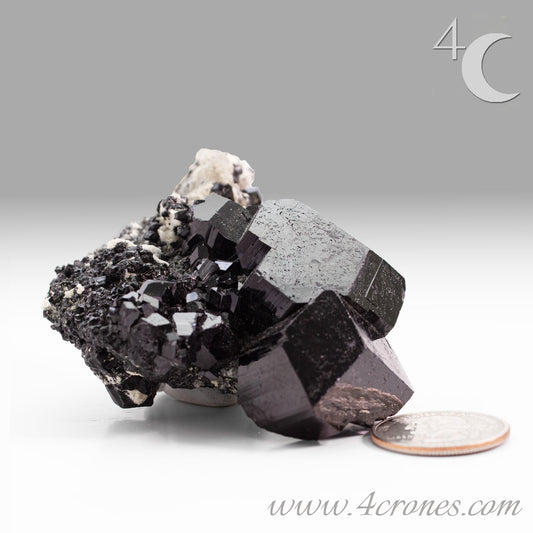  High-quality Black Tourmaline (Schorl) from Erongo, Namibia is an amazingly beautiful specimen with very clear geometric faceting similar to the three-pointed star and is referred to as the Mercedes top by many mineral collectors. www.4crones.com