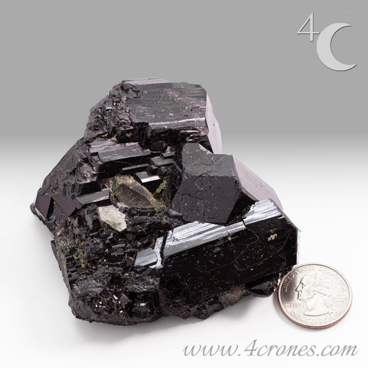  High-quality Black Tourmaline (Schorl) from Erongo, Namibia is an amazingly beautiful specimen with very clear geometric faceting similar to the three-pointed star and is referred to as the Mercedes top by many mineral collectors. www.4crones.com