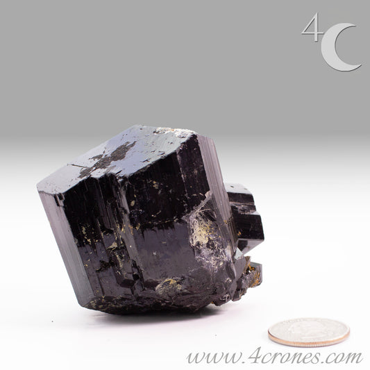  High-quality Black Tourmaline (Schorl) from Erongo, Namibia is an amazingly beautiful specimen with very clear geometric faceting similar to the three-pointed star and is referred to as the Mercedes top by many mineral collectors. www.4crones.com